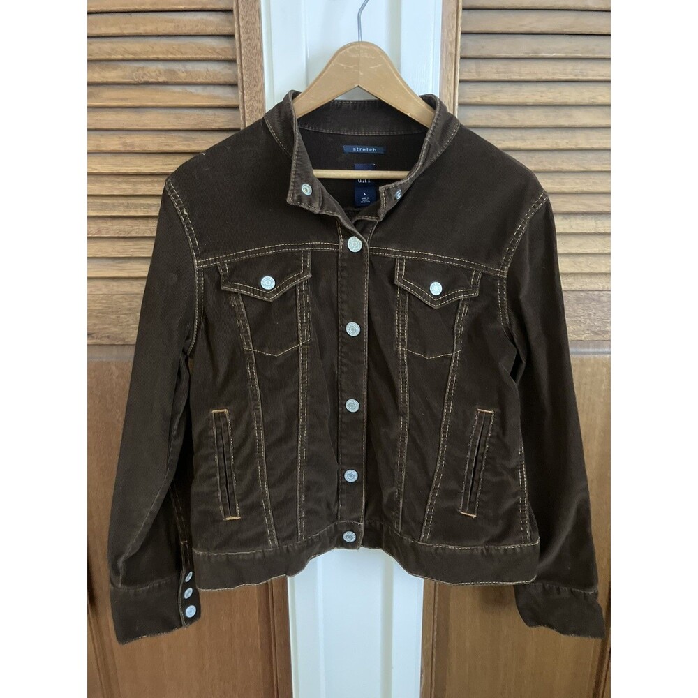 2004 Vintage Gap Brown Stretchy Y2K Corduroy Women’s Jacket Size Large